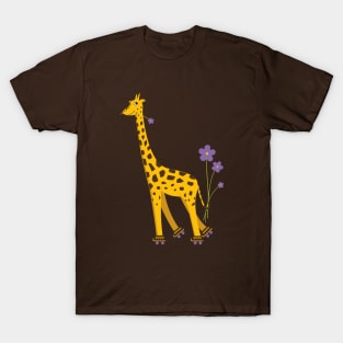 Funny Roller Skating Giraffe T-Shirt